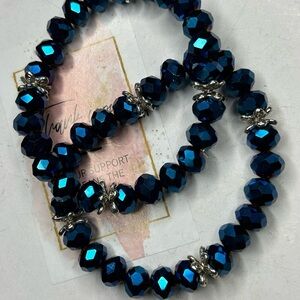 Blue Crystal Beaded Bracelet Set